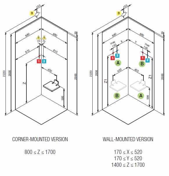 Novellini Kuadra A90 Steam Cubicle Dimensions Novellini Kuadra A90 Steam Cubicle Dimensions