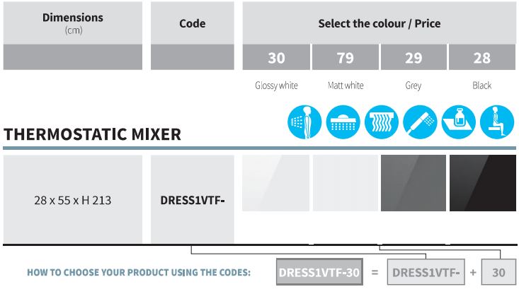 Novellini Dress Plus Equipped Shower Panel Spec