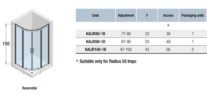 Novellini Kali R Quadrant Screen KALIR Spec