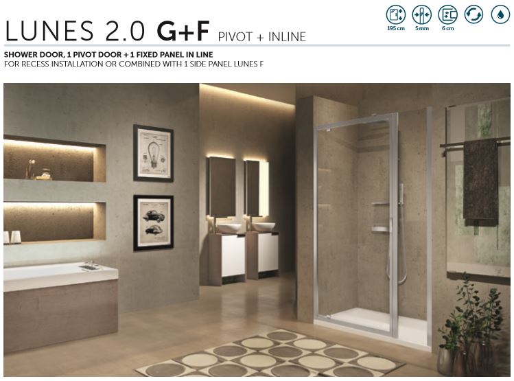 Novellini Lunes 2.0 G+F Pivot and Inline Panel LUNGF Spec1 Novellini Lunes 2.0 G+F Pivot and Inline Panel LUNGF Spec1
