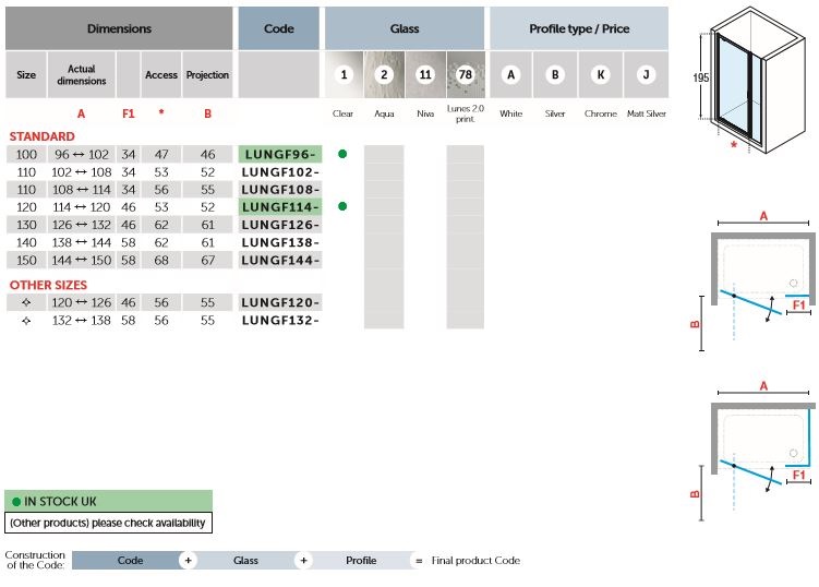 Novellini Lunes 2.0 G+F Pivot and Inline Panel LUNGF Spec2 Novellini Lunes 2.0 G+F Pivot and Inline Panel LUNGF Spec2