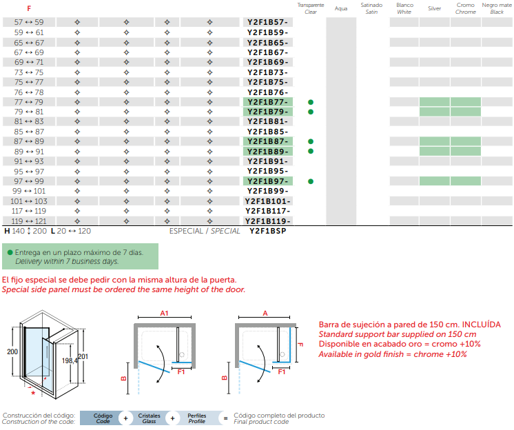 Novellini Young G+F In-line Spec 2