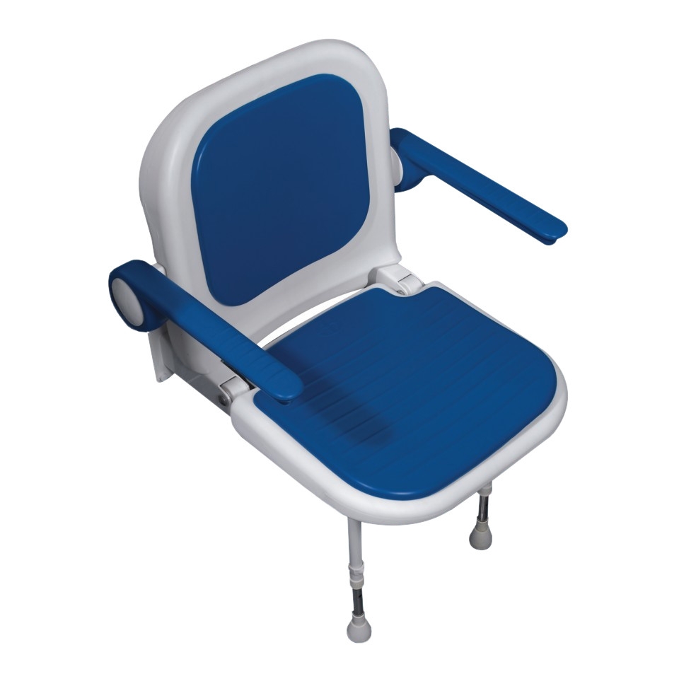 AKW - 4000 SERIES - Fold Up Shower Seat with Back & Arm Support & Pads 