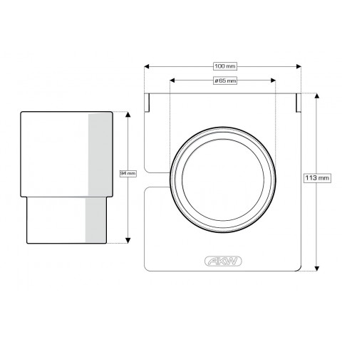 AKW - ONYX - ACCESSORIES - Glass Tumbler & Acrylic Shelf in Chrome (133 x 42 x 100mm) Technical drawing #2