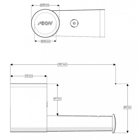 AKW - ONYX - ACCESSORIES - Toilet Roll Holder Technical Drawing