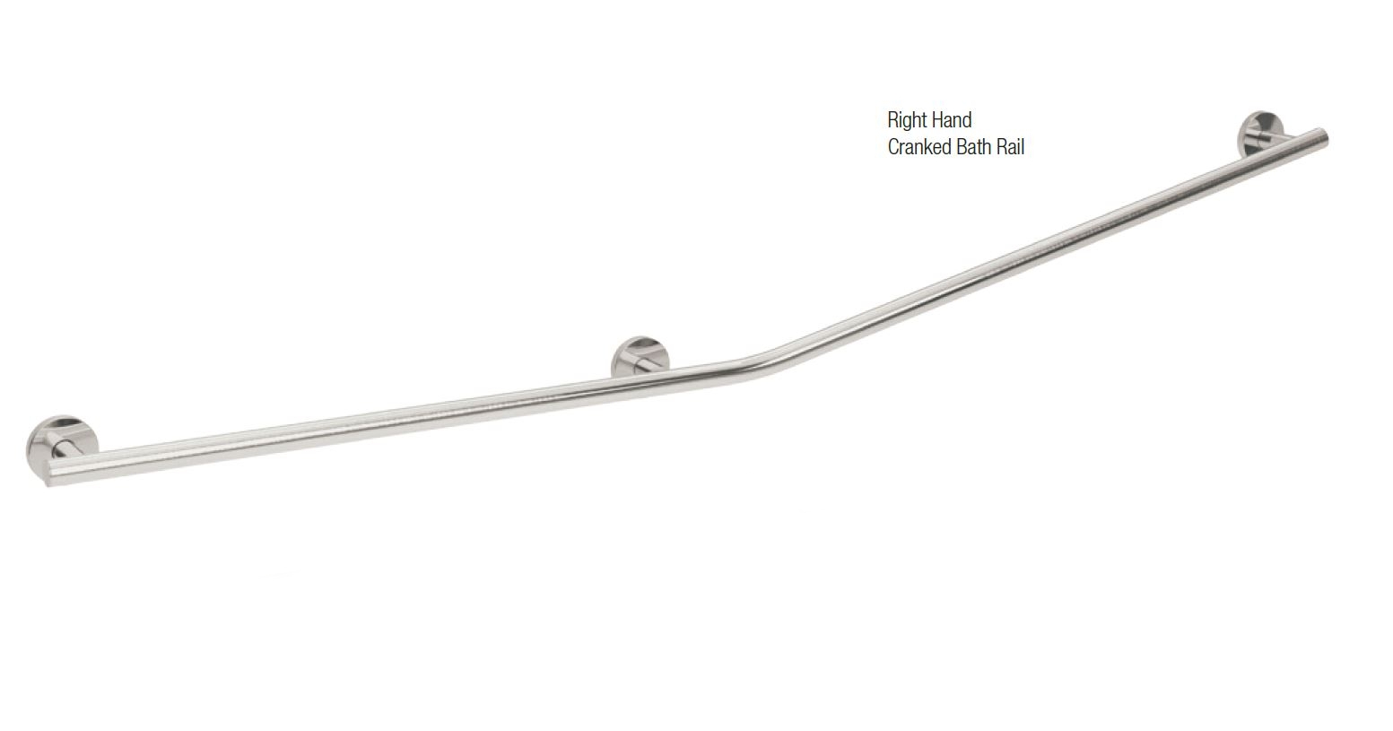 Bathex Yardley 1500mm Cranked Bath Grab Rail with Options (Stainless Steel 25mm)