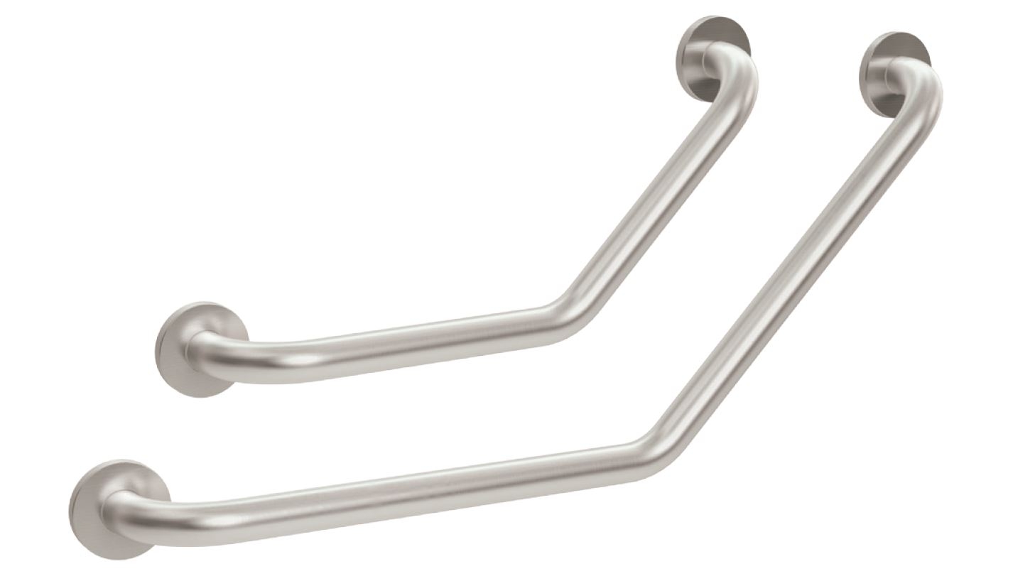 Bathex Knowle 300x300mm and 450x450mm Cranked Grab Rail with Finish Options (Stainless Steel 35mm)
