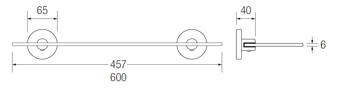 Bathex Glass Shelf 457mm TECHNICAL DRAWING