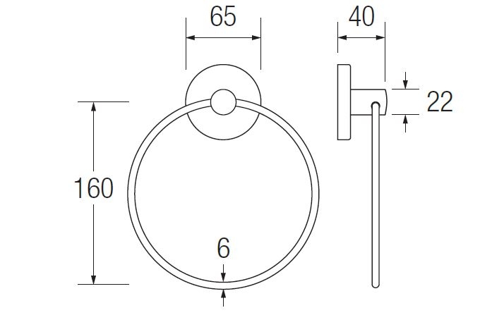 Bathex Towel Ring (Stainless Steel) TECHNICAL DRAWING