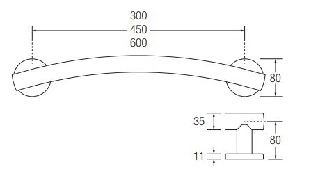 Bathex Yardley Arch Grab Rails Dimensions