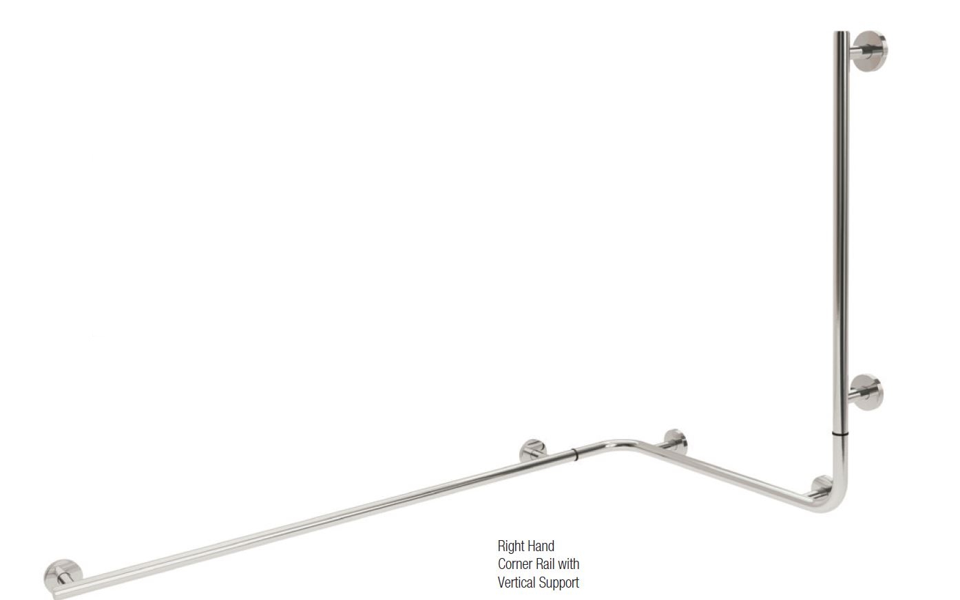 Bathex Yardley Corner Grab Rail with Options (Stainless Steel 25mm) With Vertical Support 