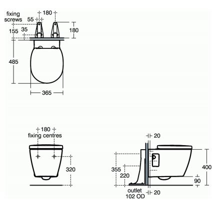 Ideal Standard Concept Space Compact E8025 Wall Hung Wc Dimensions.