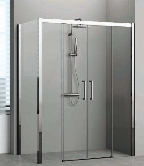 Novellini Kuadra 2A Dual Sliding Door with Fixed Panels