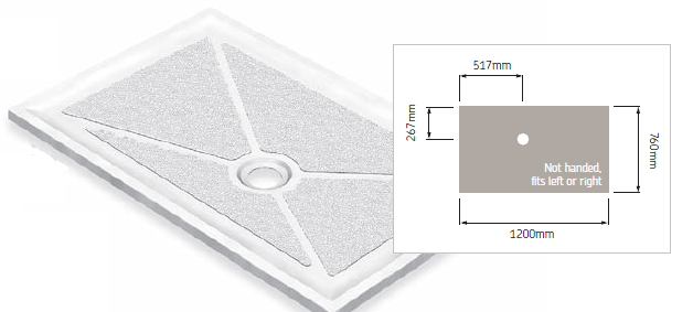 AKW Low Profile - 1200 x 760mm Shower Tray No Waste