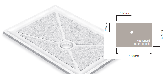AKW Low Profile 1200 x 820mm Shower Tray No Waste