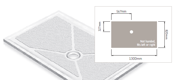 AKW Low Profile - 1300 x 820mm Shower Tray No Waste