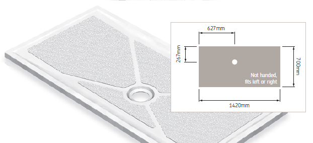 AKW Low Profile 1420x700mm Shower Tray No Waste