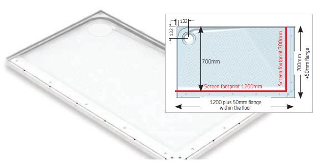 AKW Mullen Standard Length 1200 x 700mm Shower Tray
