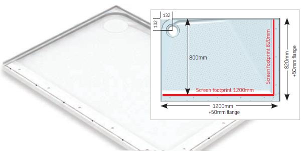 AKW Mullen Standard Length 1200 x 820mm Shower Tray