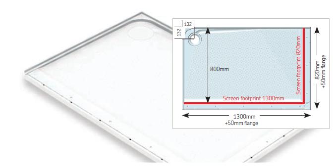 AKW Mullen Standard Length 1300 x 820mm Shower Tray