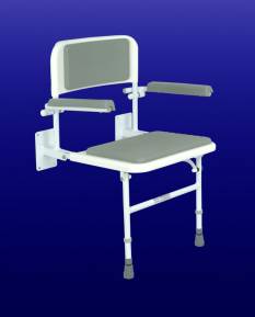 Impey Deluxe fold down padded shower seat with back & arms