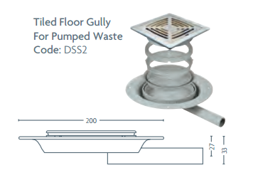 impey Aqua-Dec Tiled Floor Gully for Pumped Waste