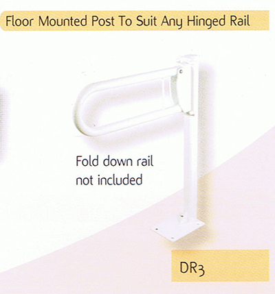 Impey - DR3 - FLOOR MOUNTED POST, WHITE (TO SUIT ANY HINGED RAIL)