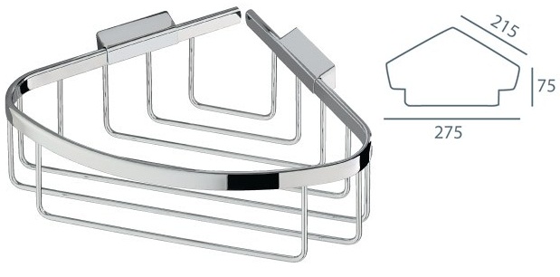 Boston - Wire Basket - Shower Corner Basket - Inc. Concealed Fixing (224 x 275 x 77mm)