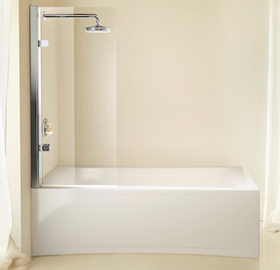 Novellini - Kuadra 1V - Two Section Bath Screen, 1 Hinged + 1 Fixed