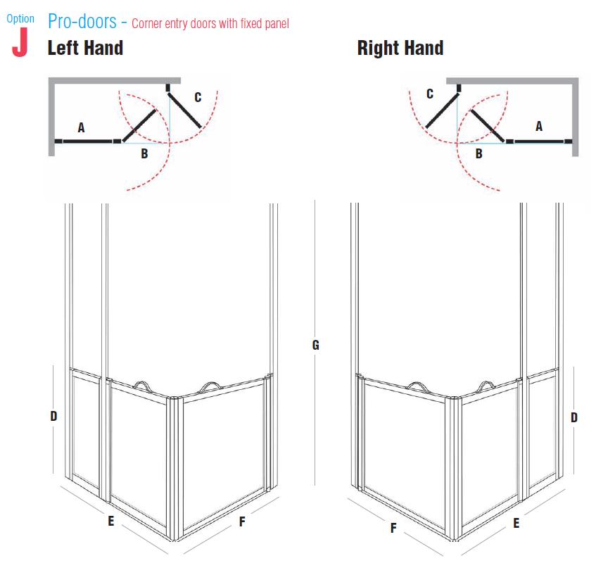 FC Option J - Corner entry doors with fixed panel
