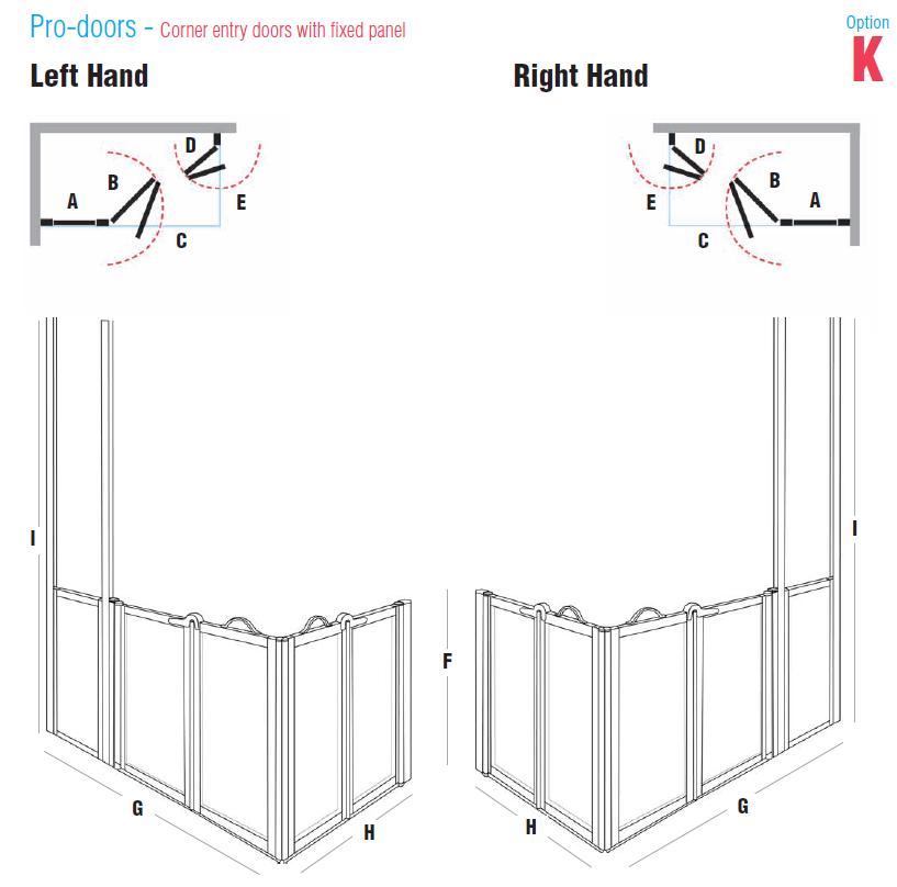 FC Option K - Corner entry doors with fixed panel