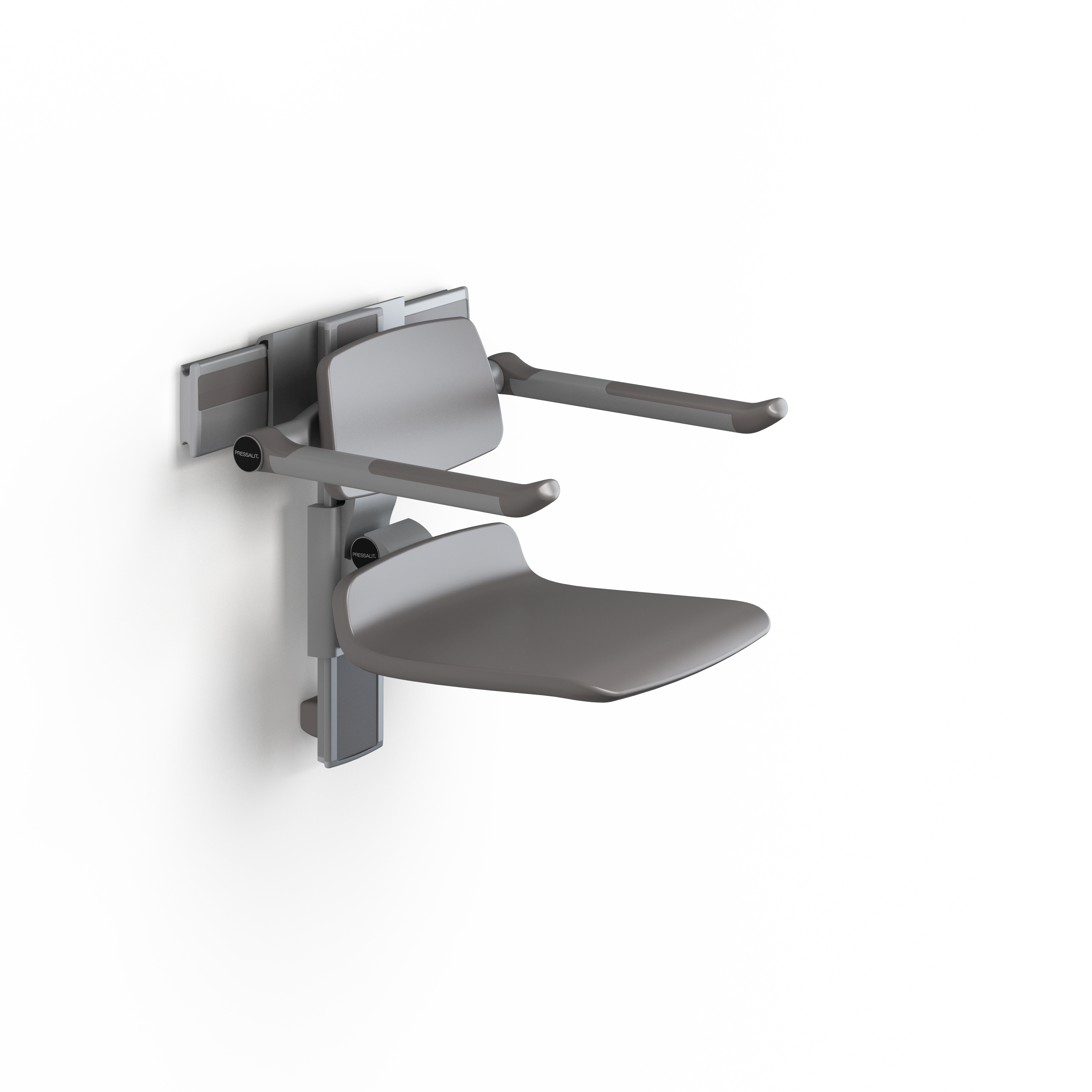 Pressalit - PLUS - Shower Seat 450 with Back & Armrests (Manually Height and Sideways Adj)