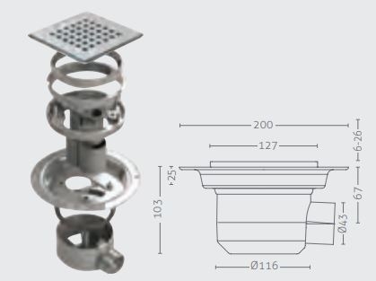 Impey HCDH Horizontal Tile Gulley for AquaDec Shower Deck Floor Former