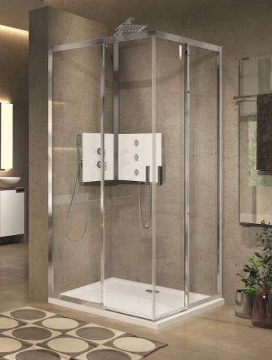 Novellini - LUNES 2.0 AH - Corner Entry Shower Enclosure, 2 Sliding Doors + 2 Fixed Panels (Options)