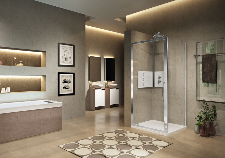 Novellini - LUNES 2.0 F - Standard Side Panel, 4mm Glass (H: 1950mm, Options)