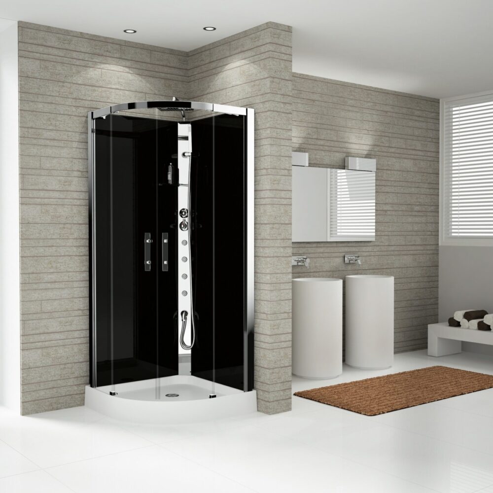 Novellini Cristallo R90 CU2R9 Black Quadrant Shower Cubicle