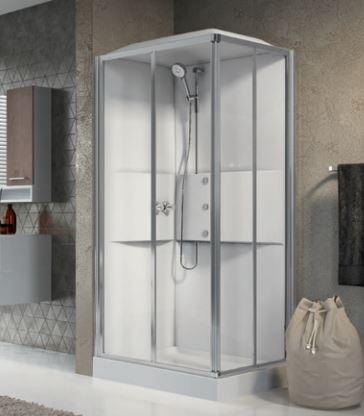 Novellini - MEDIA 2.0 A80 - Multifunction Shower Cubicle - Corner Entry, 2 Sliding Doors + 2 Fixed Panels (80 x 80cm, Options)