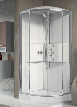 Novellini - MEDIA 2.0 R90 - Multifunction Shower Cubicle - Quadrant: 2 Sliding Doors + 2 Fixed Panels