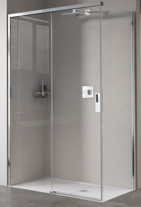 Novellini Opera  1 Sliding Door + 1 Fixed Panel In Line + 1 Side Panel Soft Closing