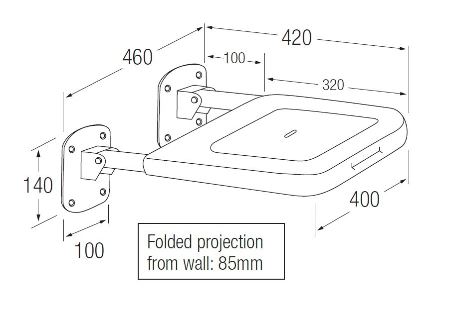 Bathex Friction Shower Seat TECHNICAL DRAWING