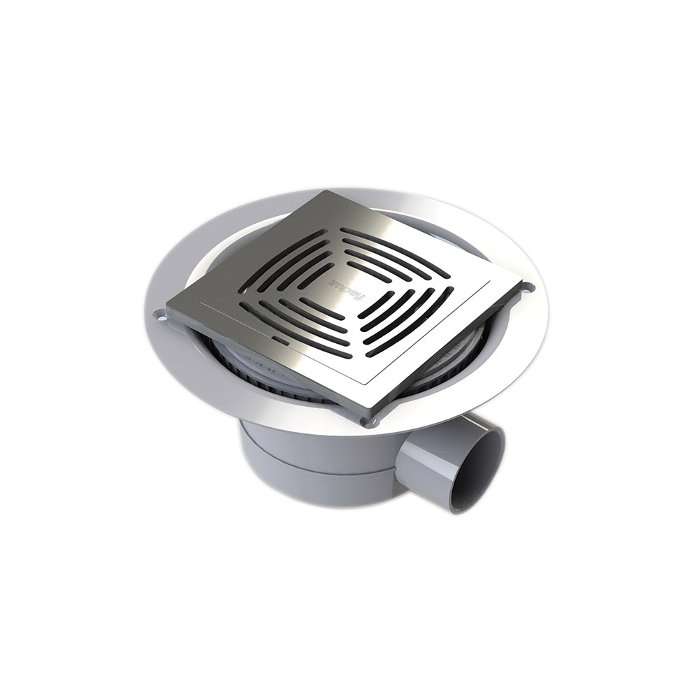 mpey - Tiled Floor Gully Waste Trap (Horizontal, Stainless Steel, UTT01/H)