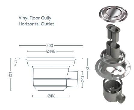 Impey Vinyl Floor Horizontal Gully UTVG01H Grey