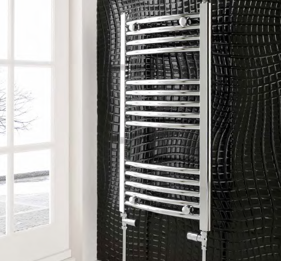 Eastbrook - WENDOVER - Heated Towel Rail, Curved, Chrome (H:1200 x W:500mm), 41.0045, 410045