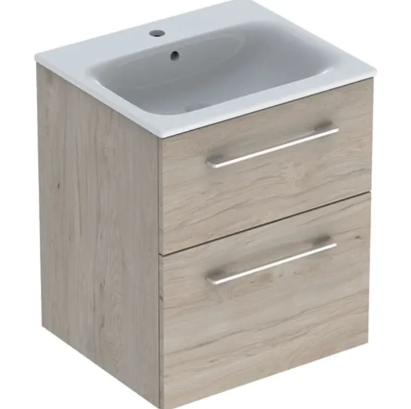 Geberit - SELNOVA - Square Set of Vanity Basin, Slim Rim, with Furniture Cabinet Unit; 2 Drawers (550mm) - Image 2