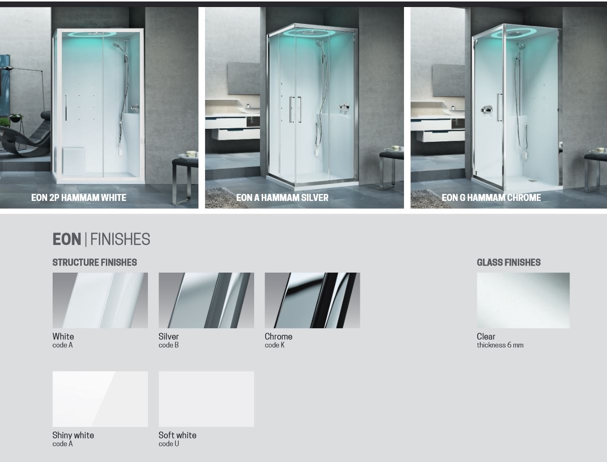 Novellini - EON A - A80, A90, A100 - Multifunction Shower Cubicle, Corner Entry with 2 Sliding Doors + 2 Fixed Panels In Line (STANDARD) - Image 2