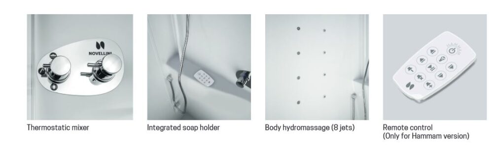 Novellini - EON GF - Multifunction Shower Cubicle, Pivot Door + Side Panel (HAMMAM) - Image 2