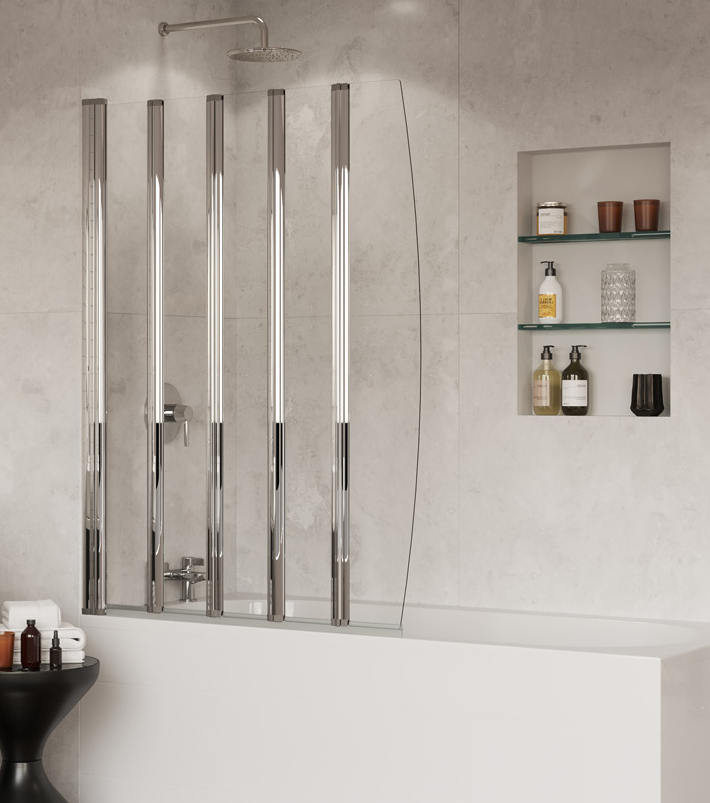 Coram - BATH SCREEN - Folding 5 Panel (Chrome) #1