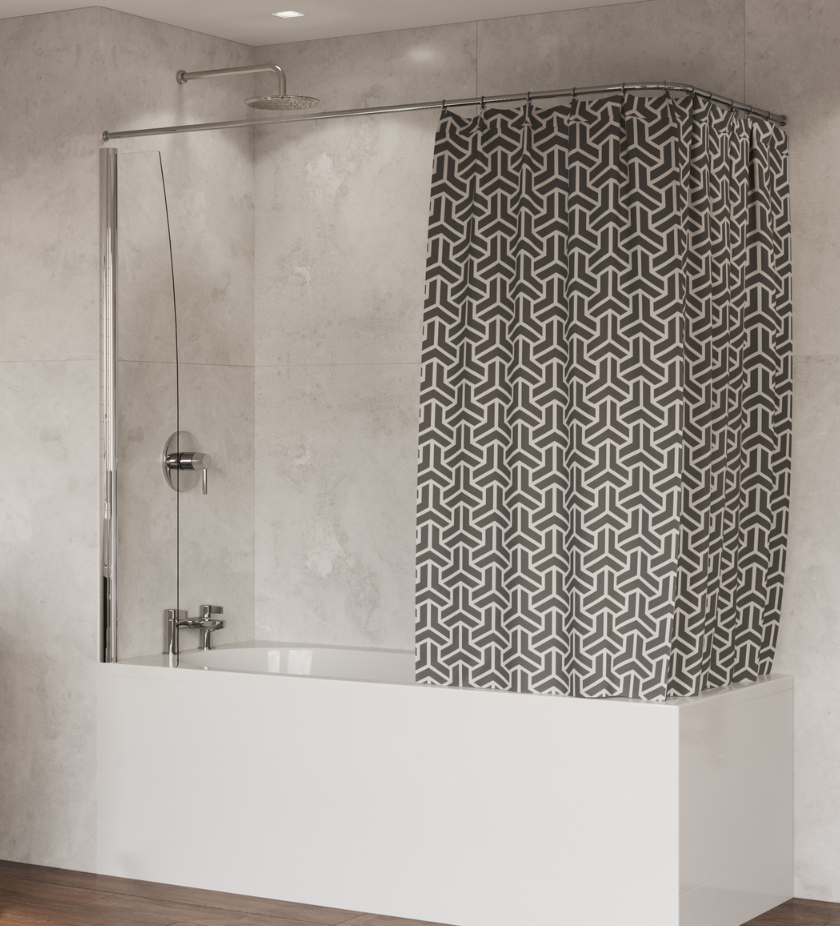 Coram - BATH SCREEN - Shower Curtain Screen (Chrome)