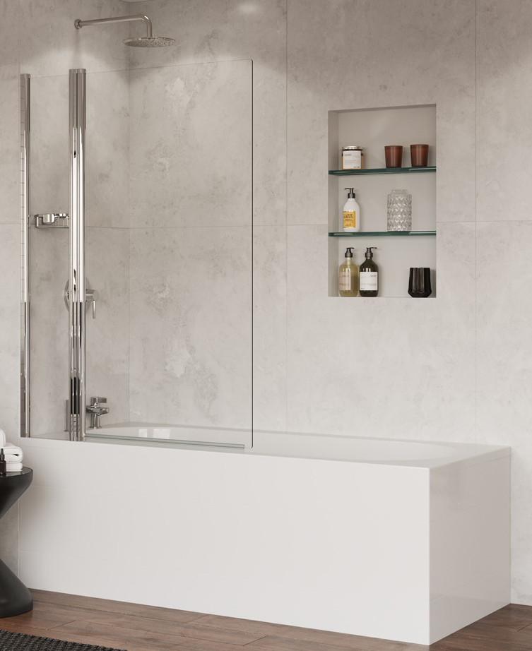 Coram - BATH SCREEN - Square with Panel (Chrome)