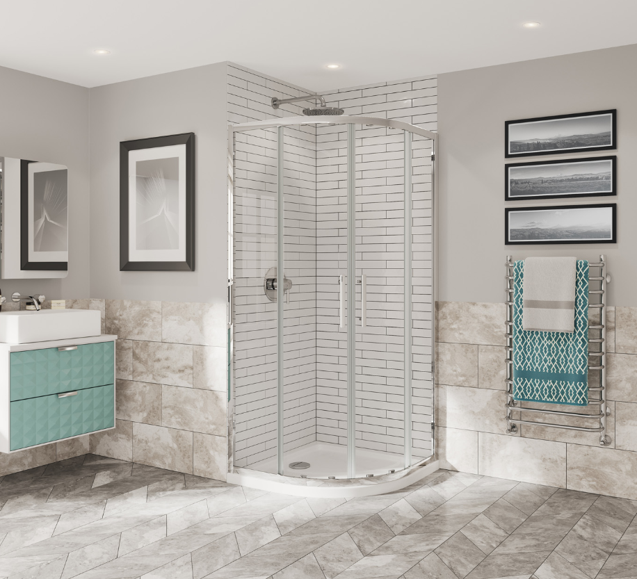 Coram - OPTIMA 6 - Quadrant Door, Shower Enclosure, Chrome (Different Sizes)
